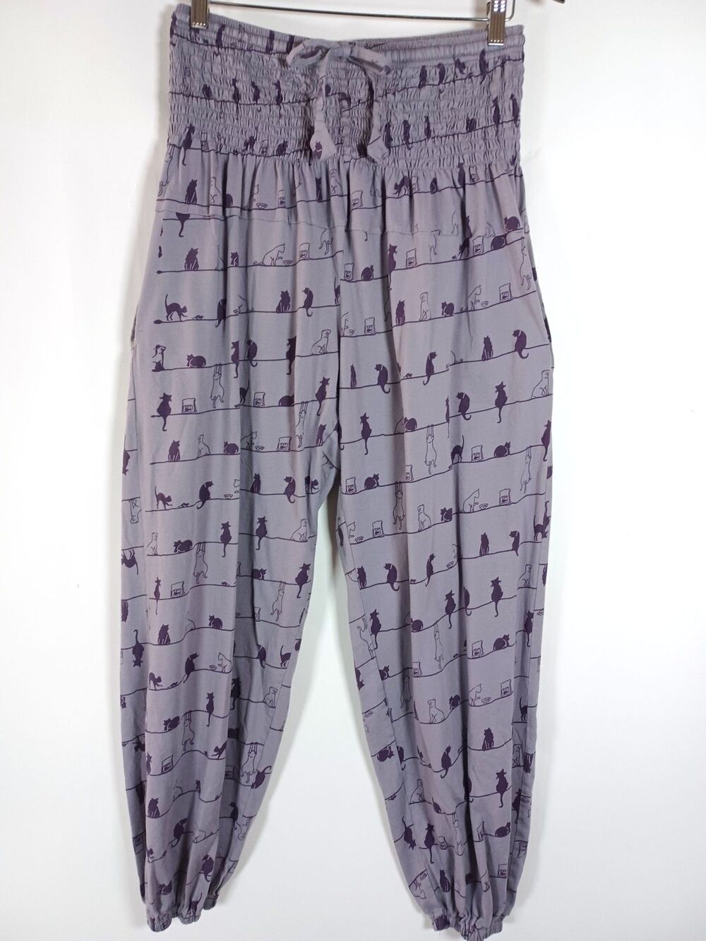 Balloon Pants‎ Balloon Bloomer Leg S/M Harem Cats Boho Festival Elastic AOP